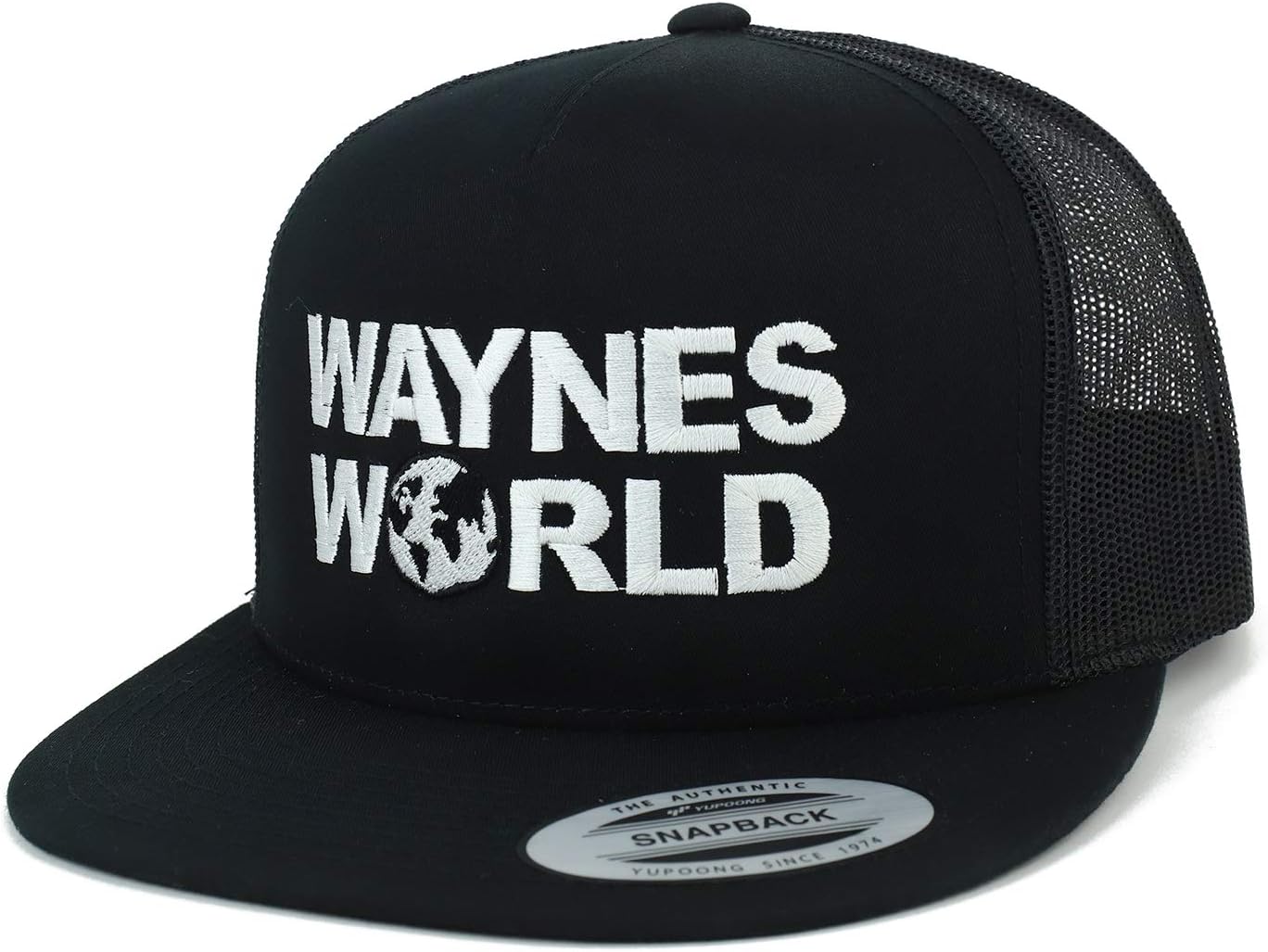 Armycrew Oversize XXL Wayne's World Embroidered 5 Panel Flatbill Snapback Mesh Cap