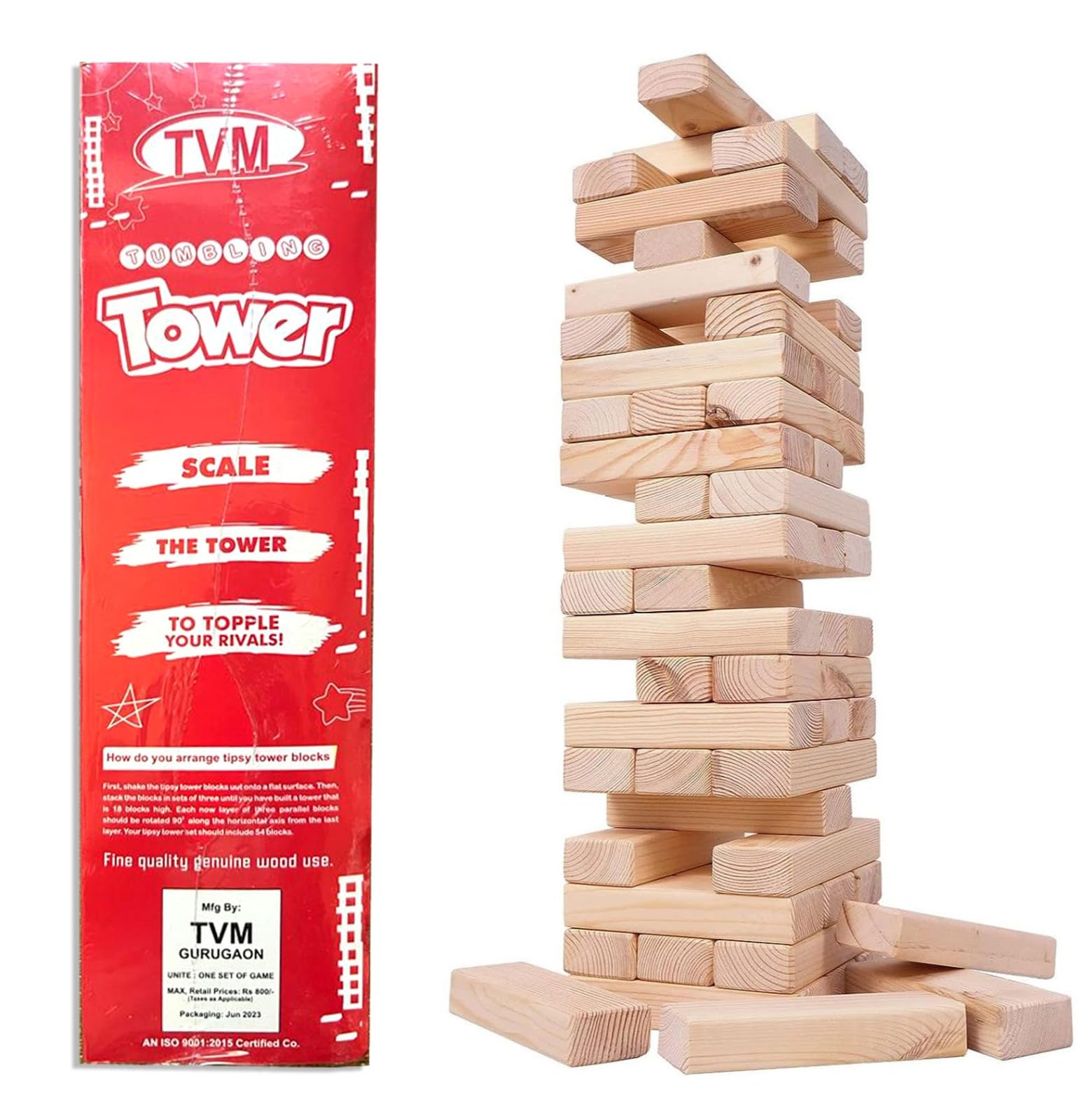 DP Tools 54 Pcs Challenging Wooden Blocks Games for Adults & Kids I Wood Tumbling Tower Stacking Toys with Dices Board I Best Educational Puzzle Game for Indoor & Outdoor (B0CPJFJP42) Amazon Price History, Amazon Price Tracker