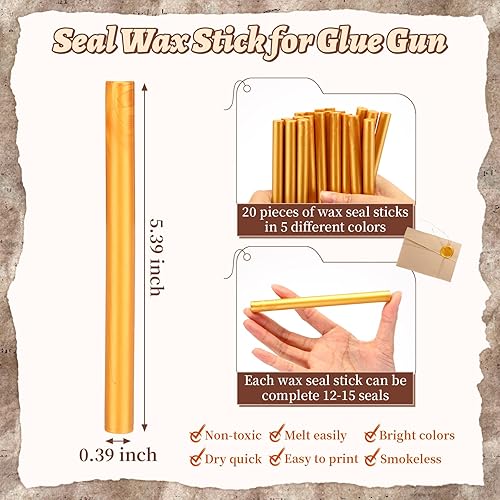 Miniatura 3 de Capoda Kit de sellos de cera, 20 piezas de pistola de pegamento con sello de cera de agradecimiento para tarjetas de Navidad, Acción de Gracias,