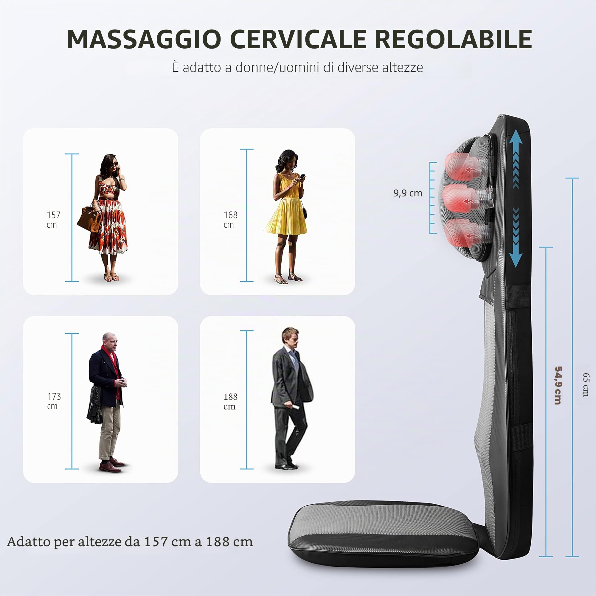 Snailax Sedile Massaggiante con Calore - Massaggiatore Schiena Shiatsu a Vibrazione Seduta Massaggiante con Regolazione in Altezza Massaggiatore Elettrico per Collo e Schiena a Casa o in Ufficio