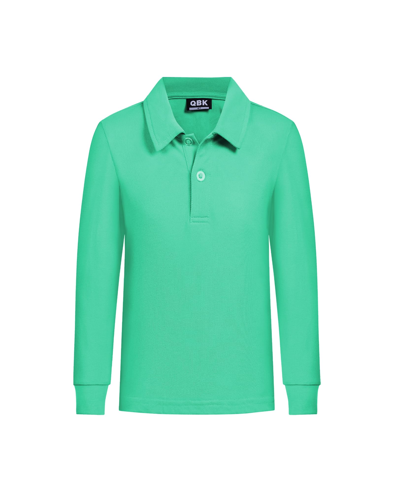 QBK Toddler to Youth Boys' School Uniform Pique Polo Shirts Kids Long Sleeve Collared Golf Shirt