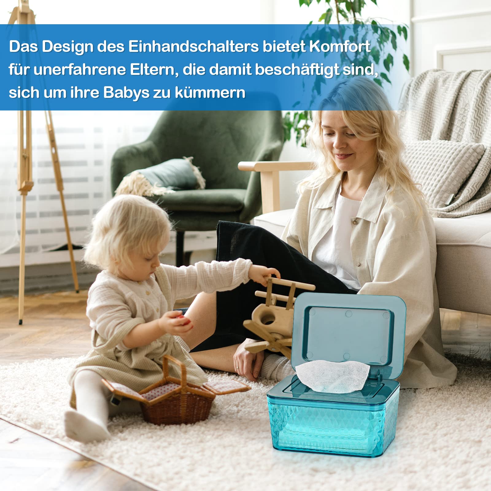 Feuchttücher Box baby Boxen für Babypflegetücher BPA Frei Toilettenpapier Box mit Deckel Tissue Aufbewahrungskoffer für Zuhause und Büro (Grün Box)