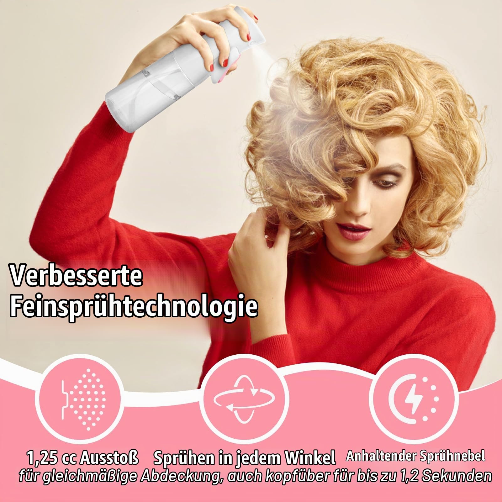 Sprühflasche für Haare, kontinuierlicher Wasserzerstäuber für Haarstyling, Salons, Reinigung, Pflanzen, ätherische Öldüfte, ultrafeiner Nebelzerstäuber, 200 ml / 6,8 OZ - rosa