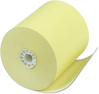 PM Company 05214C Single Ply Thermal Cash Register/POS Rolls, 3 1/8-Inch x 230 ft, Canary, 50/CT