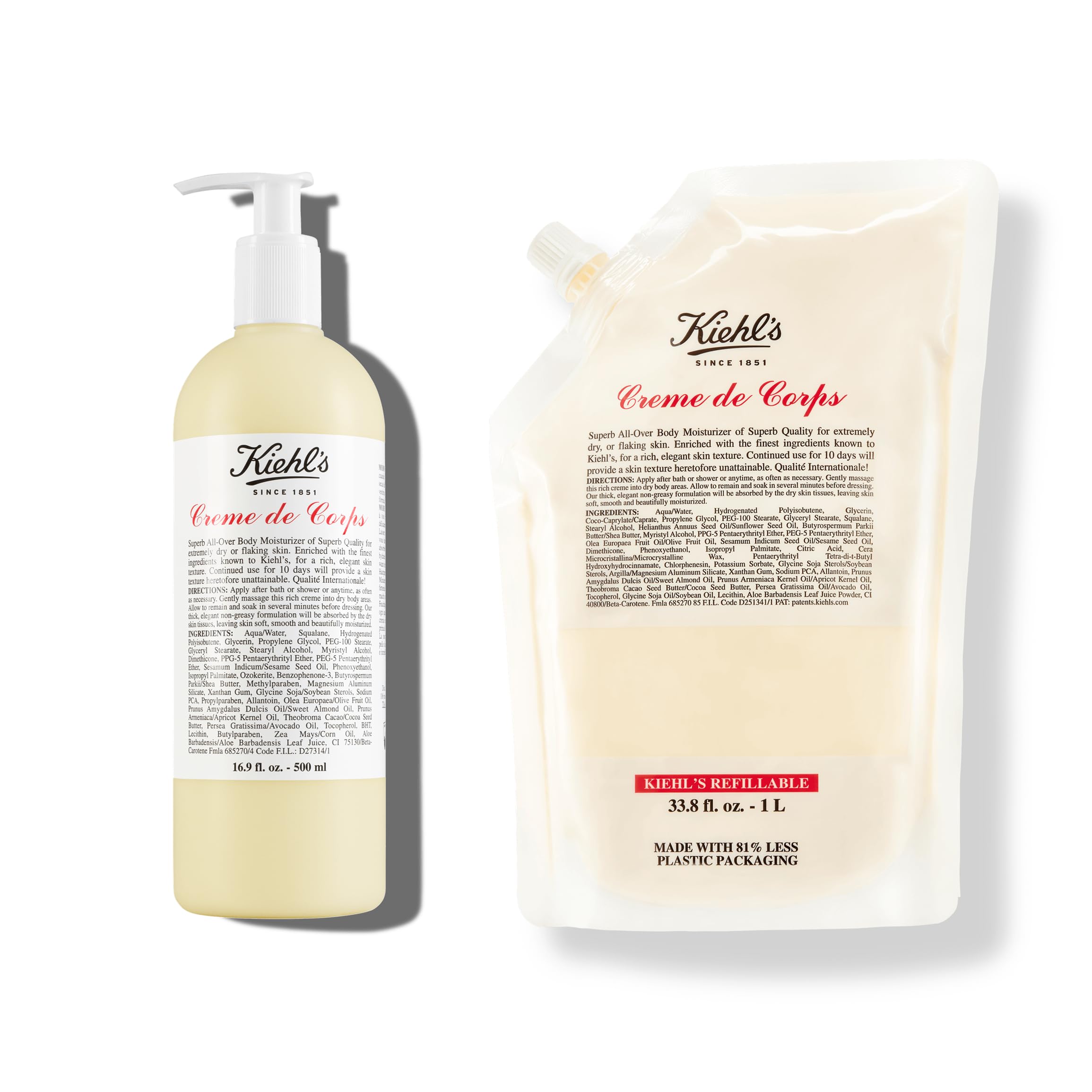 Kiehls Creme de Corps Duo Rich Luscious Body Lotion with Cocoa Butter and Shea Butter for Fast Absorbing