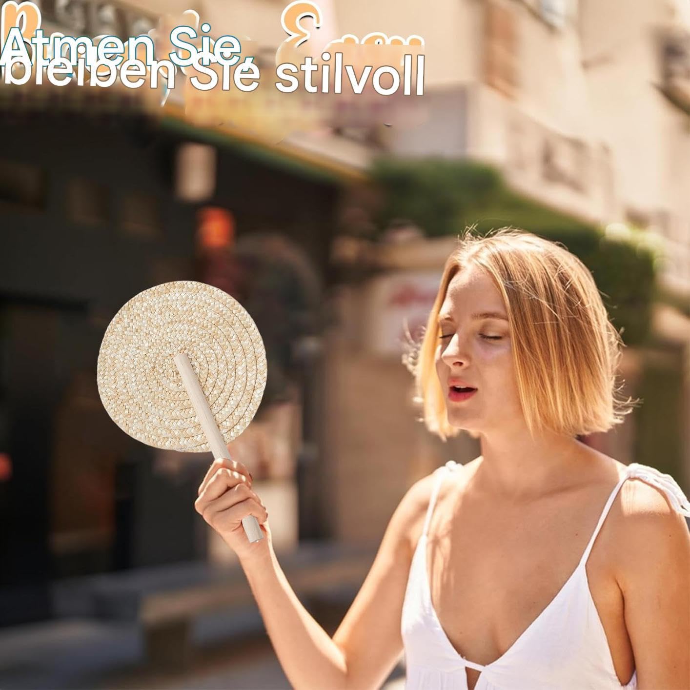 Generisch Wachlarze z liści palmowych, 6 sztuk przenośnych wachlarzy weselnych Raffia, styl boho, naturalne prezenty ślubne, rustykalna dekoracja mieszkania, na święta, urodziny, uroczystości, do domu