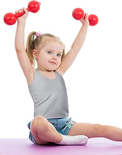 Miniatura 4 de SATINIOR 4 piezas de camisetas sin mangas de danza para niñas, espalda cruzada, ropa de baile para niñas