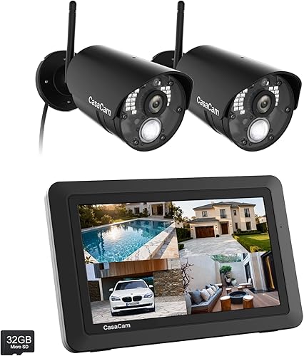 Miniatura 5 de CasaCam GuardianCam Deluxe | 2 cámaras de 1080p y un monitor de pantalla táctil de 7 pulgadas | Sistema de cámara inalámbrica | Alimentado por CA,