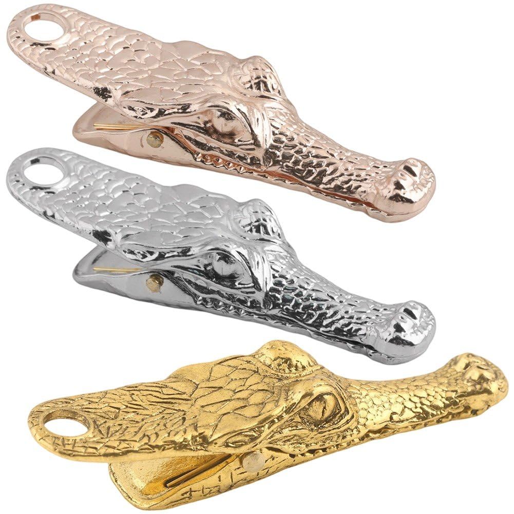 Sslvya 3 Pcs Vintage Crocodile Head Shaped Metal Paper Clip Binder Clips Page Holder Journal Clips Book Clip Travelers Notebook Accessories Clamps