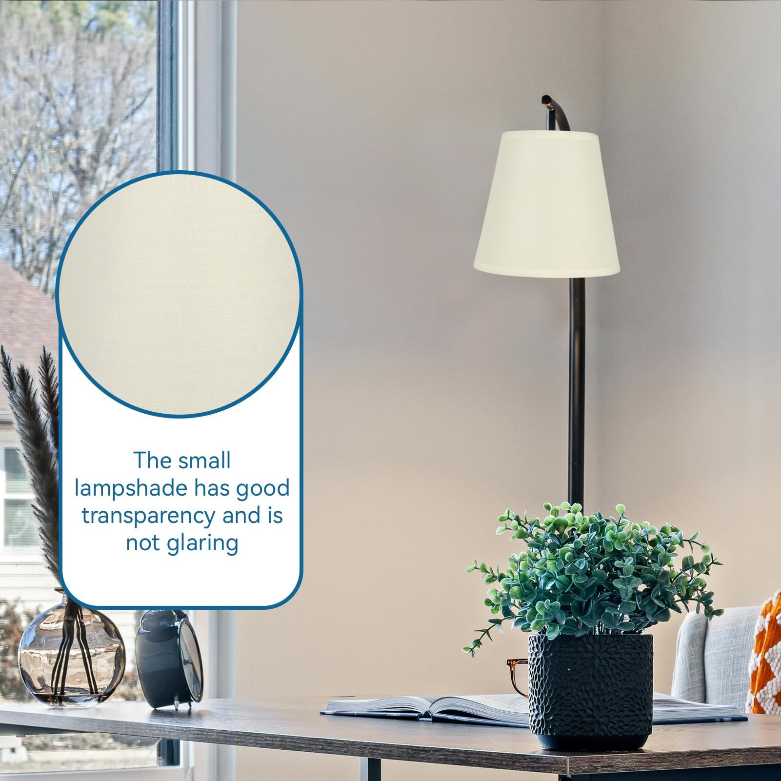 Set Di 6 Paralumi Per Lampadari A Campana, Adattabili A Clic E14/E27, Tessuto Rosso, Moderni