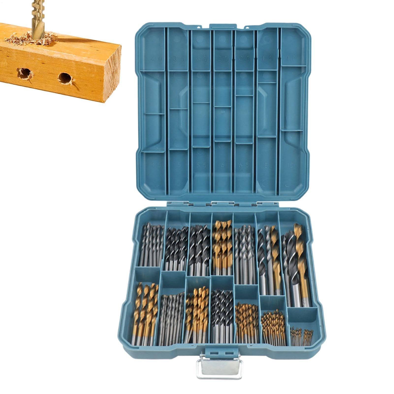 130 Pieces Twist Drill Bit Set, Portable Steel Tool with Storage Box