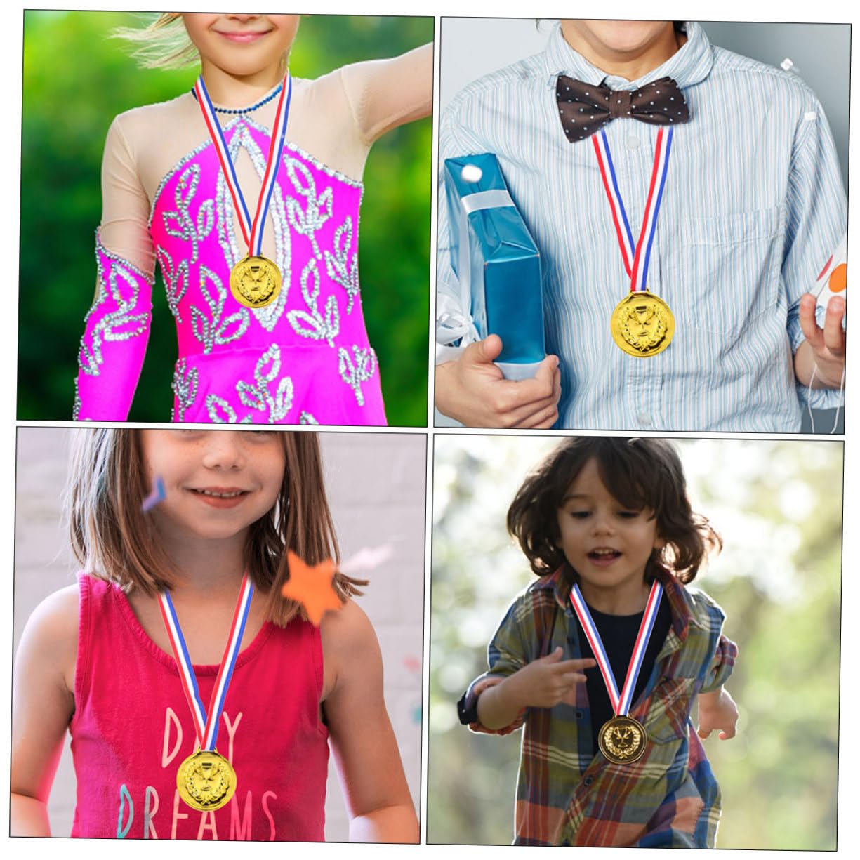 Toddmomy 50 Medaglie Oro per Bambini, Lega di Zinco con Nastro, Premi Sportivi per Feste di Calcio e Gare, Decorazione