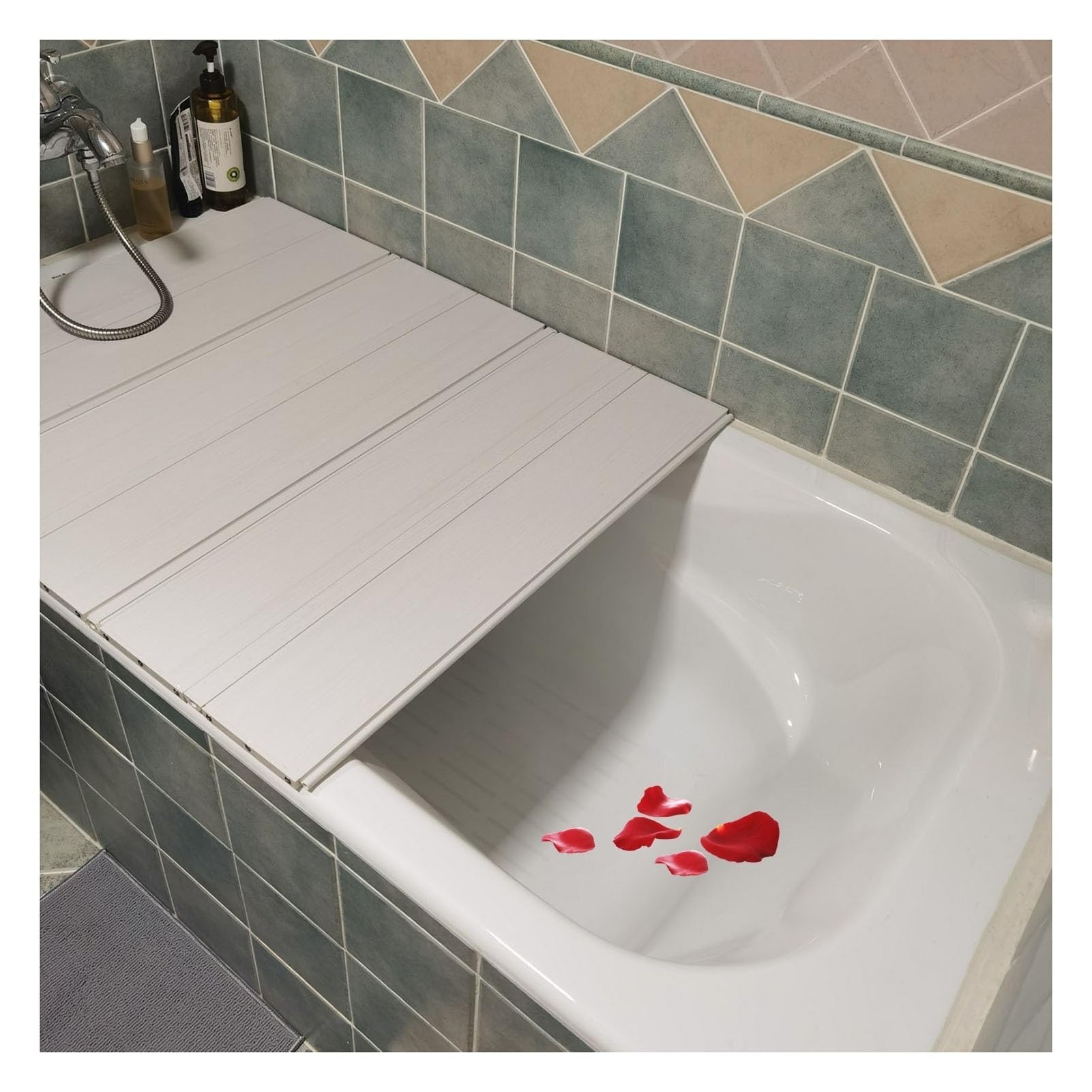 Bandeja para bañera Plegable de PVC, Cubierta para bañera Resistente al Calor y al Polvo, Tapa para bañera, Tablero Aislante de plástico para la mayoría de bañeras, 1,2 cm de Grosor, multifu
