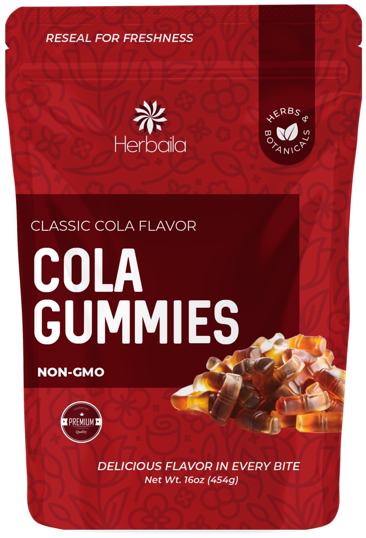 Herbaila Cola Gummies 1lb, Cola Candy, Gummy Cola Bottle, Cola Gummies Bulk, Chewy and Sweet, Classic Cola Lover's Favorite, Perfect for Snacking, Cola Bottle Gummies 16oz