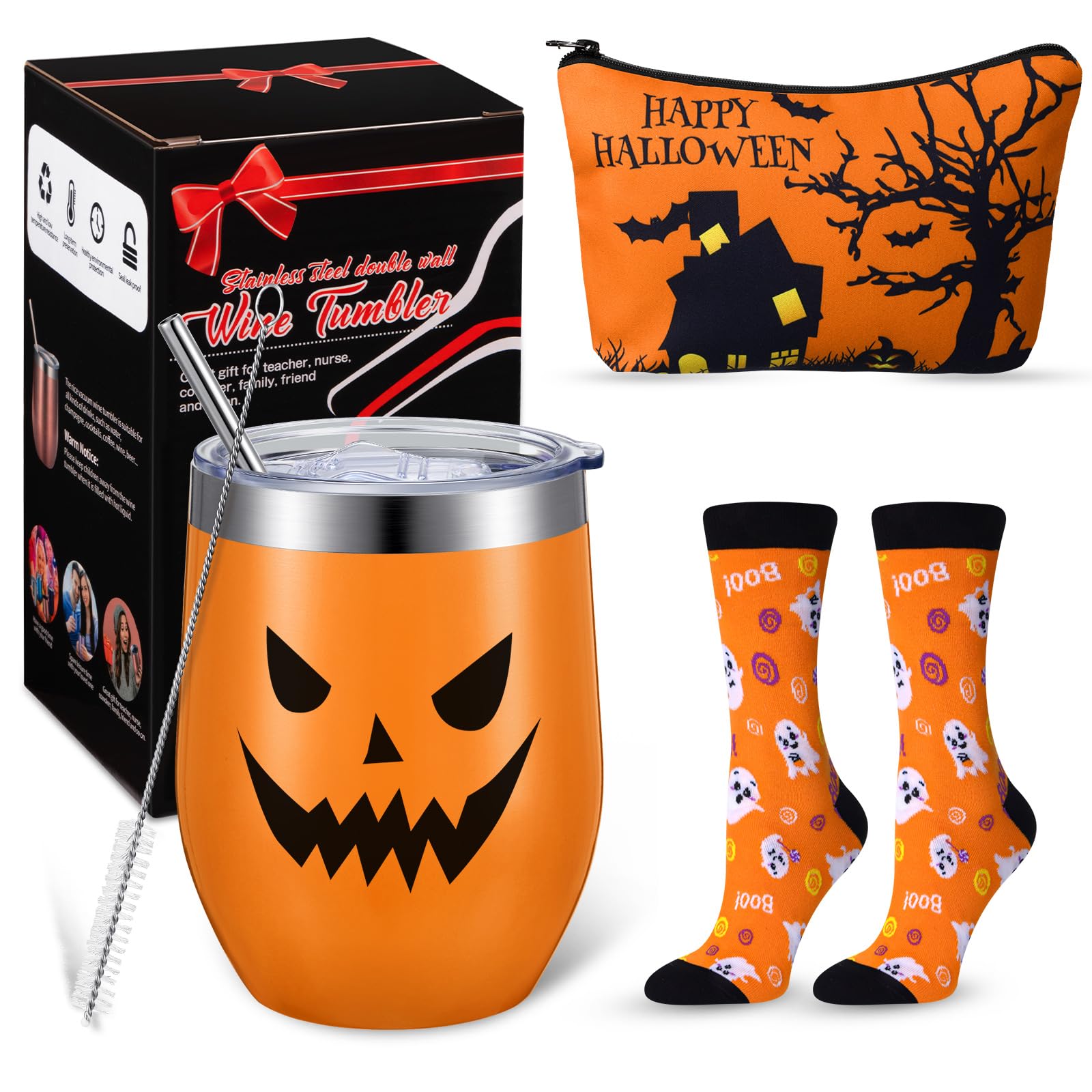 Coffret cadeau citrouille d'Halloween pour femme : fini les pieds froids avec nos chaussettes