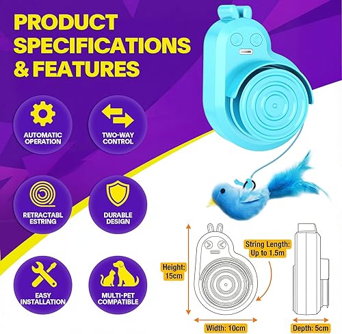 Miniatura 3 de Juguetes interactivos para gatos de interior, juguete eléctrico automático de plumas de pájaro volador – El mejor juguete de enriquecimiento para