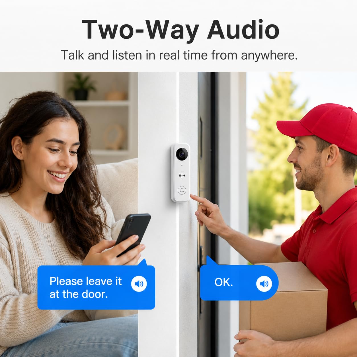 Intellibell Sonnette vidéo avec caméra WiFi HD et interphone bidirectionnel