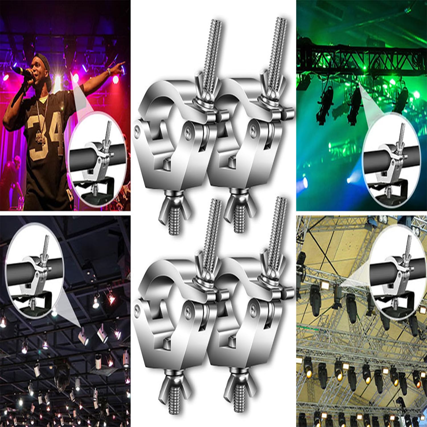 Abrazaderas para luces escena 29-35 mm Abrazadera para enrejado luces, Truss Clamp Ganchos Enrejados Luces Uso para estructuras de escenario, Gancho Abrazadera de Etapa para Altavoces o Accesorios de