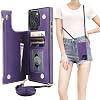Bocasal Crossbody Wallet Case for iPhone 16 Pro Max with RFID Blocking Card Slot Holder, Magnetic Flip Folio Purse Case, PU Leather Zipper Handbag with Detachable Lanyard Strap 6.9 Inch 5G Purple
