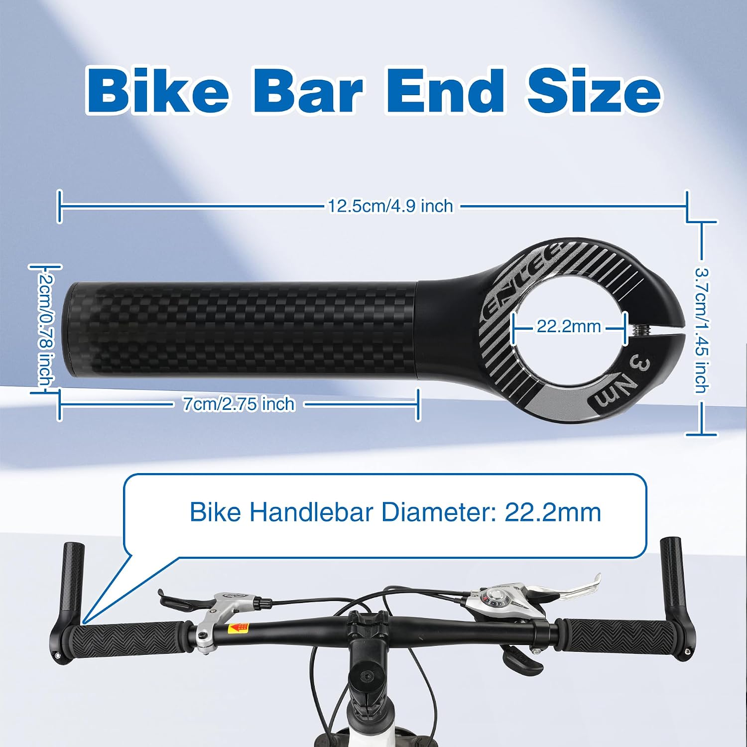 MEGHNA Bike Bar Ends Carbon Fiber Lightweight Durable Adjustable Angle Fits for 7/8" Handlebar Bicycle Handlebar Ends for Mountain Bike Road Bike (Black)