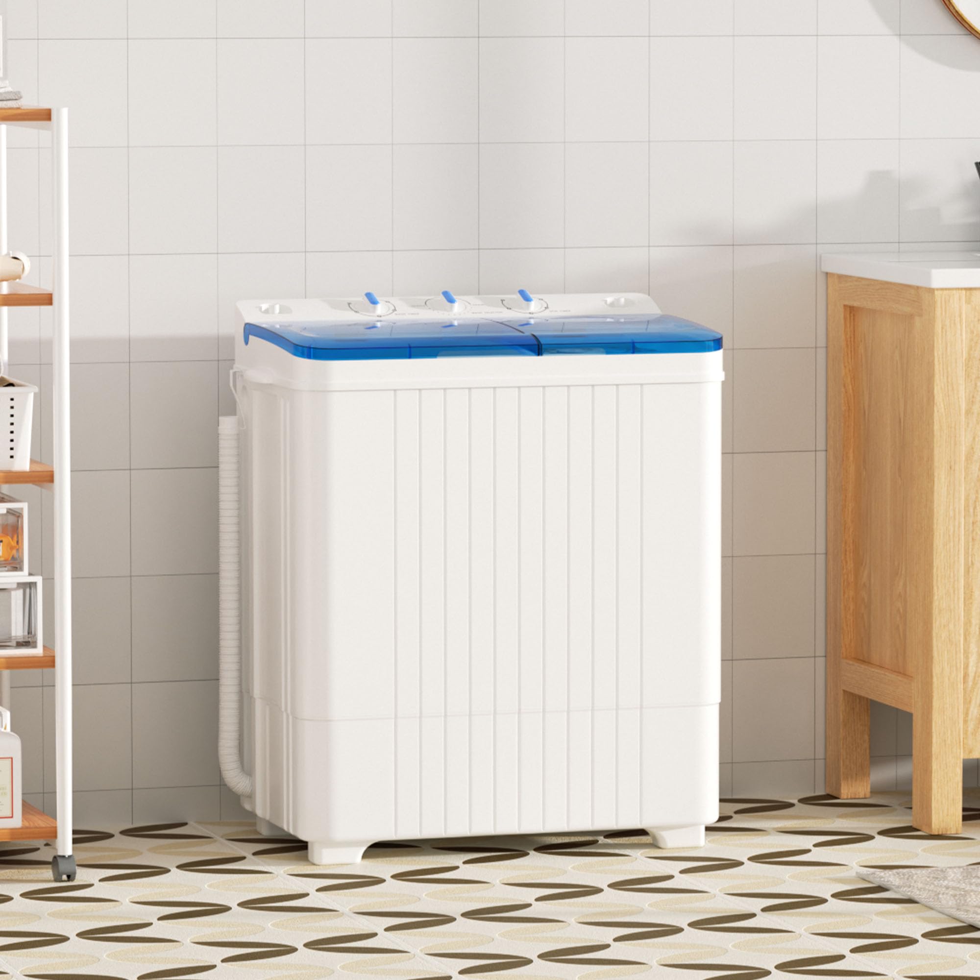 Greenvelly - Lavatrice portatile con capacità di 28 libbre, lavatrice da 8 kg e combinazione girevole da 4,5 kg, lavatrice compatta per appartamenti, campeggio, roulotte e camere da letto, blu e