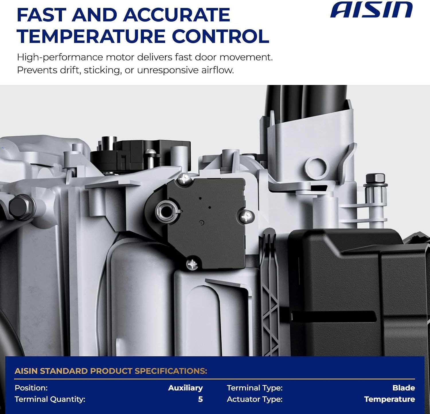 AISIN AFTERMARKET BDAAZ-00124 Auxiliary HVAC Blend Door Actuator - Compatible with Cadillac DTS 2006-2011 - Temperature