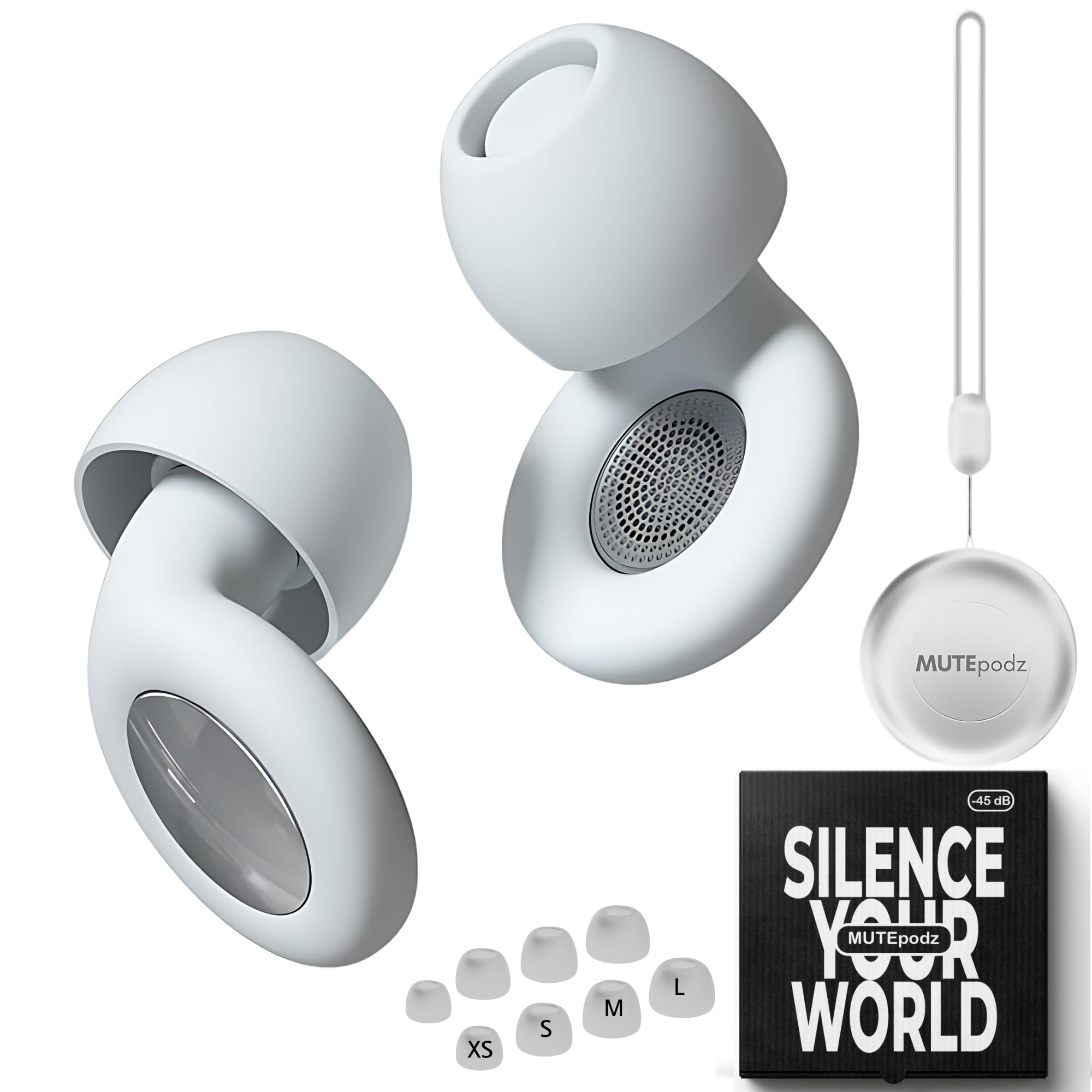Ear Plugs for Sleeping Noise Cancelling, 45dB Hearing Protection, Reusable, Soft Silicon Earplugs for Concerts, Swimming, Block Snoring, Ear Plugs for Noise Reduction (White, 1 Count (Pack of 1))