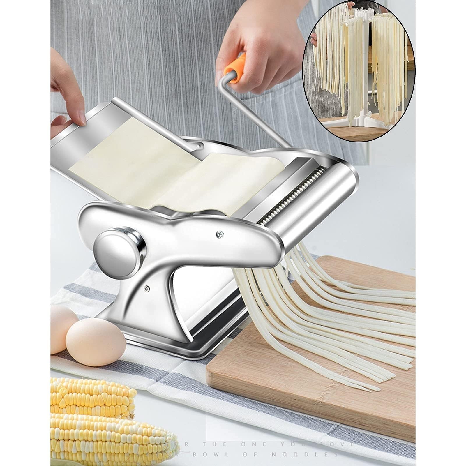 Clásica Maquina Pasta Fresca Máquina Manual Para Hacer Pasta, Para De Acero Inoxidable, Fabricante Fideos Para Espaguetis Y Lasaña Casera Rápida Eficiente
