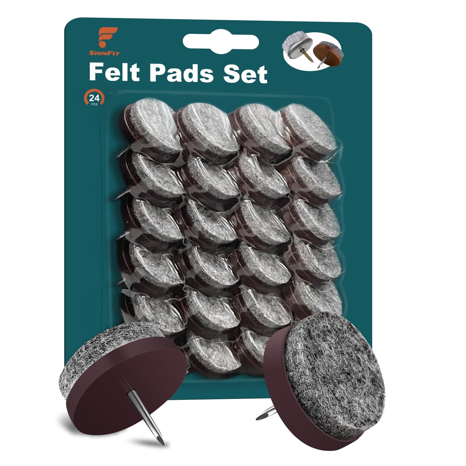 shinfly 24 Piezas Protector Patas Sillas para Muebles - Ø 22mm Almohadilla de Fieltro Protector Sillas Patas Muebles de 4mm de Grosor, Facile da Installare