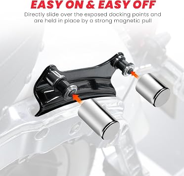 4PCS Chrome Touring Docking Hardware Cover Kits Magnet Docking Points Caps compatible with Harley Davidson Street Glide Road Glide Road King Electra Glide 2009-Up Models