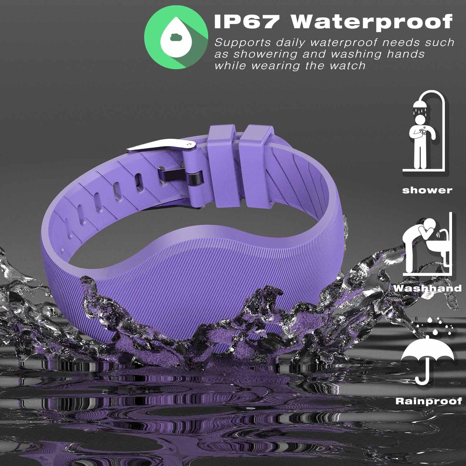 LED Children Digital Pedometer Watch, Waterproof Sport Wristwatch, with Step Counter, Calories, Calendar for Kids Boys Girls (Purple)