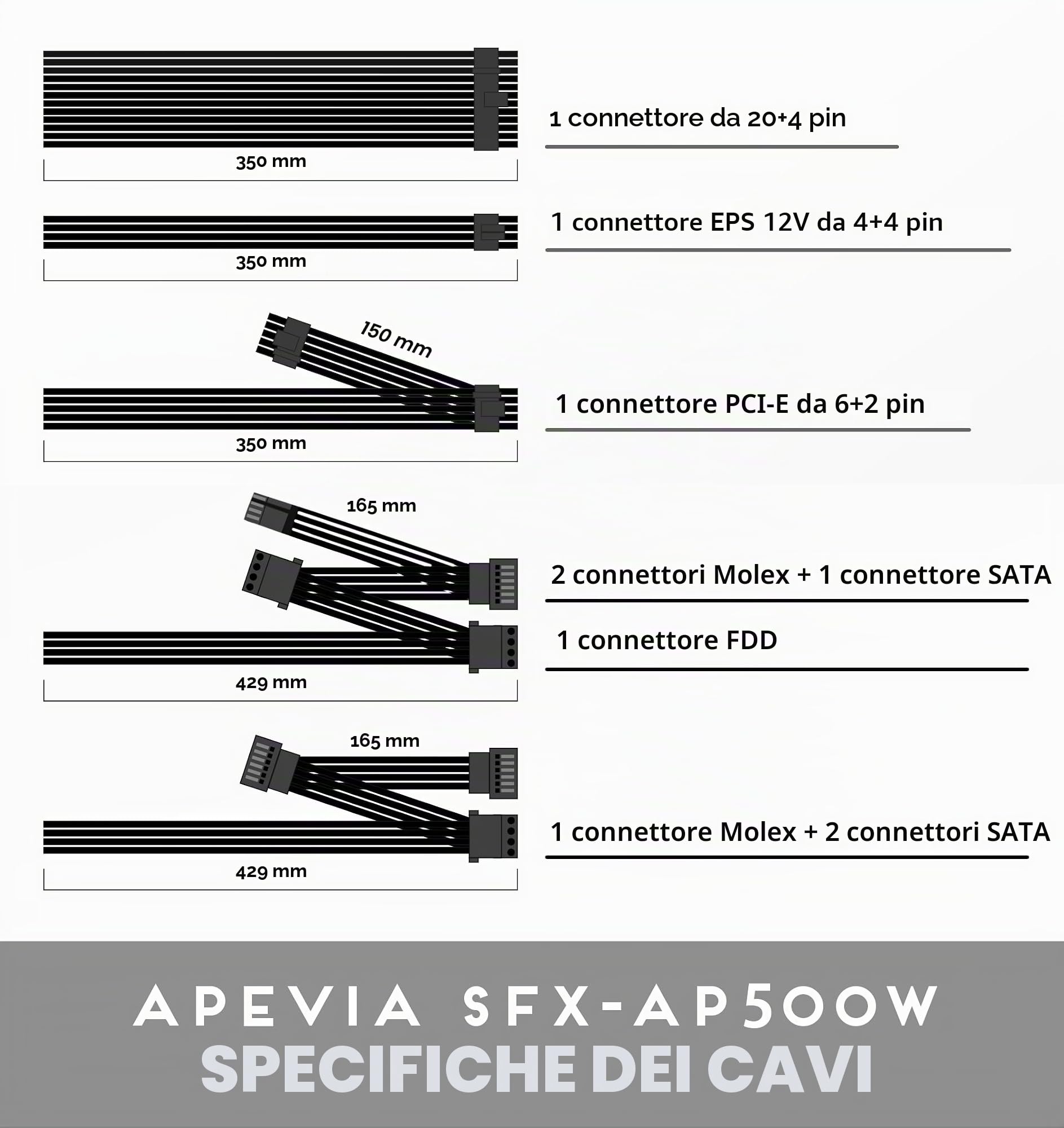 Apevia Soluzione SFX-AP500W Mini ITX/Alimentazione elettrica Micro ATX/SFX 500W