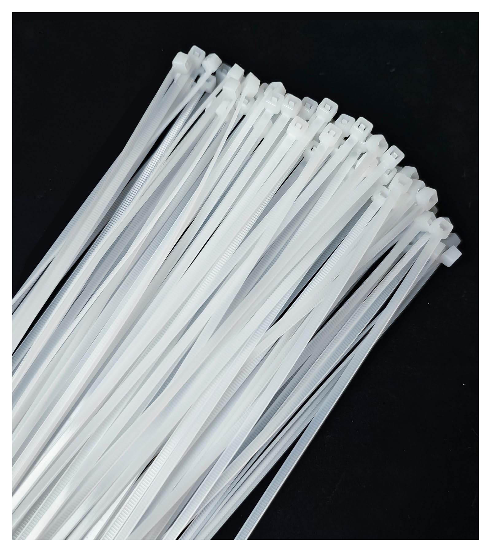 Menylon White Cable Ties 300mm x 3.6mm, Pack of 100, Multi-Purpose Plastic Tie Wraps, Secure Self-Locking Mechanism, 12" Premium Tie Wraps for Garden Office Home&DIY