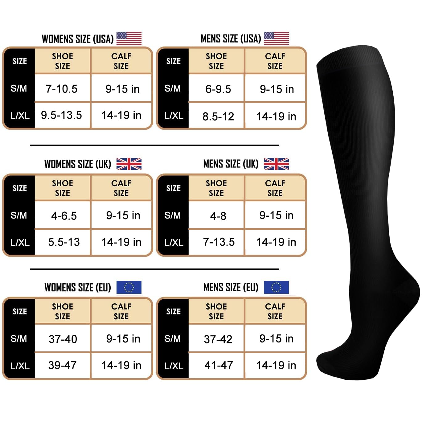 ACTINPUT Bas de Contention Femme et Homme，4 Paires Chaussettes de Compression pour Sportive, Cyclisme, Voyage en Avion, Course à pied, de Grossesse，de Vol et de Voyage
