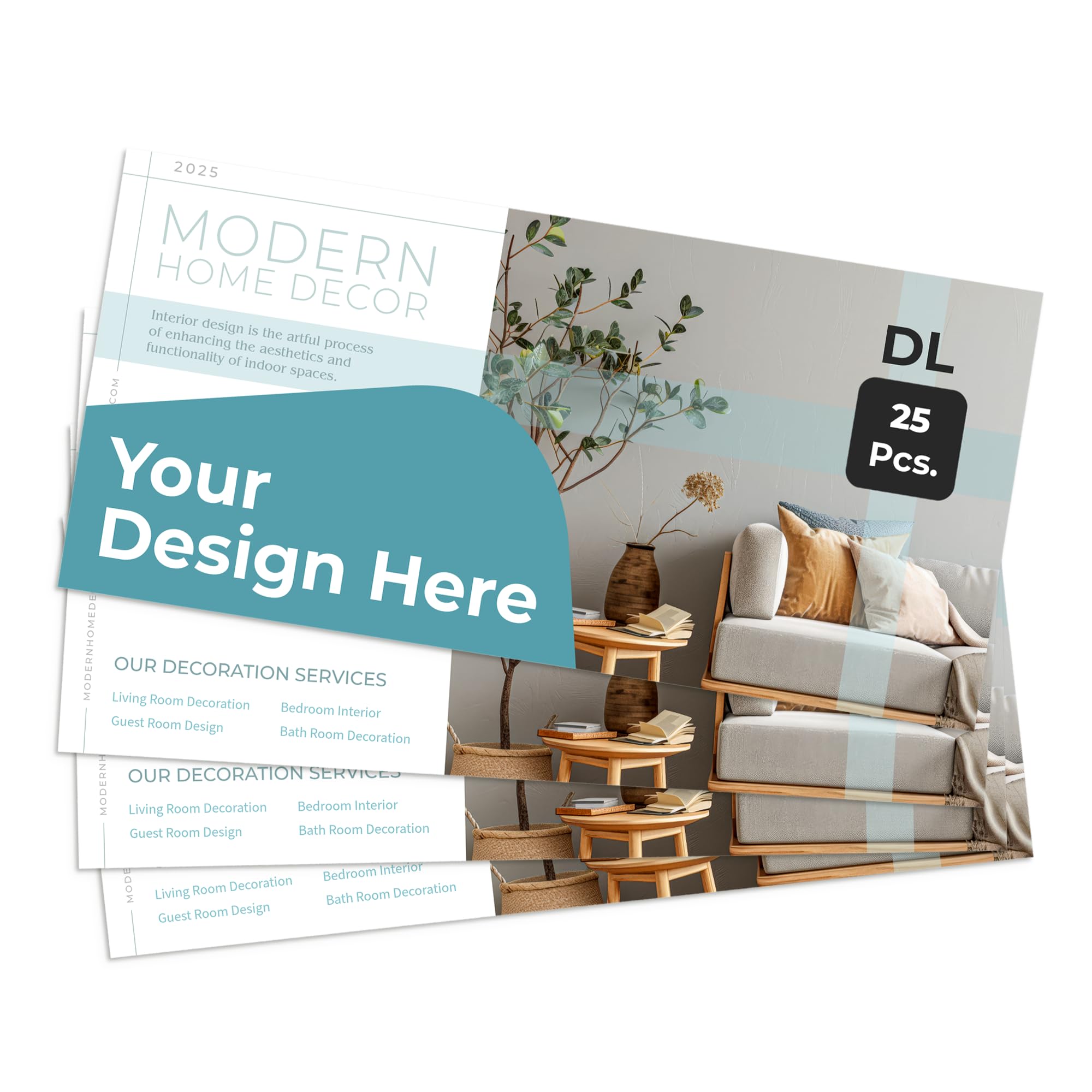 Cimpress Personalised Flyers DL Horizontal Printing, Custom Business Flyers and Leaflets, Single Sided Print on 250gsm Matte Paper, Pack of 25, for Marketing and Promotions