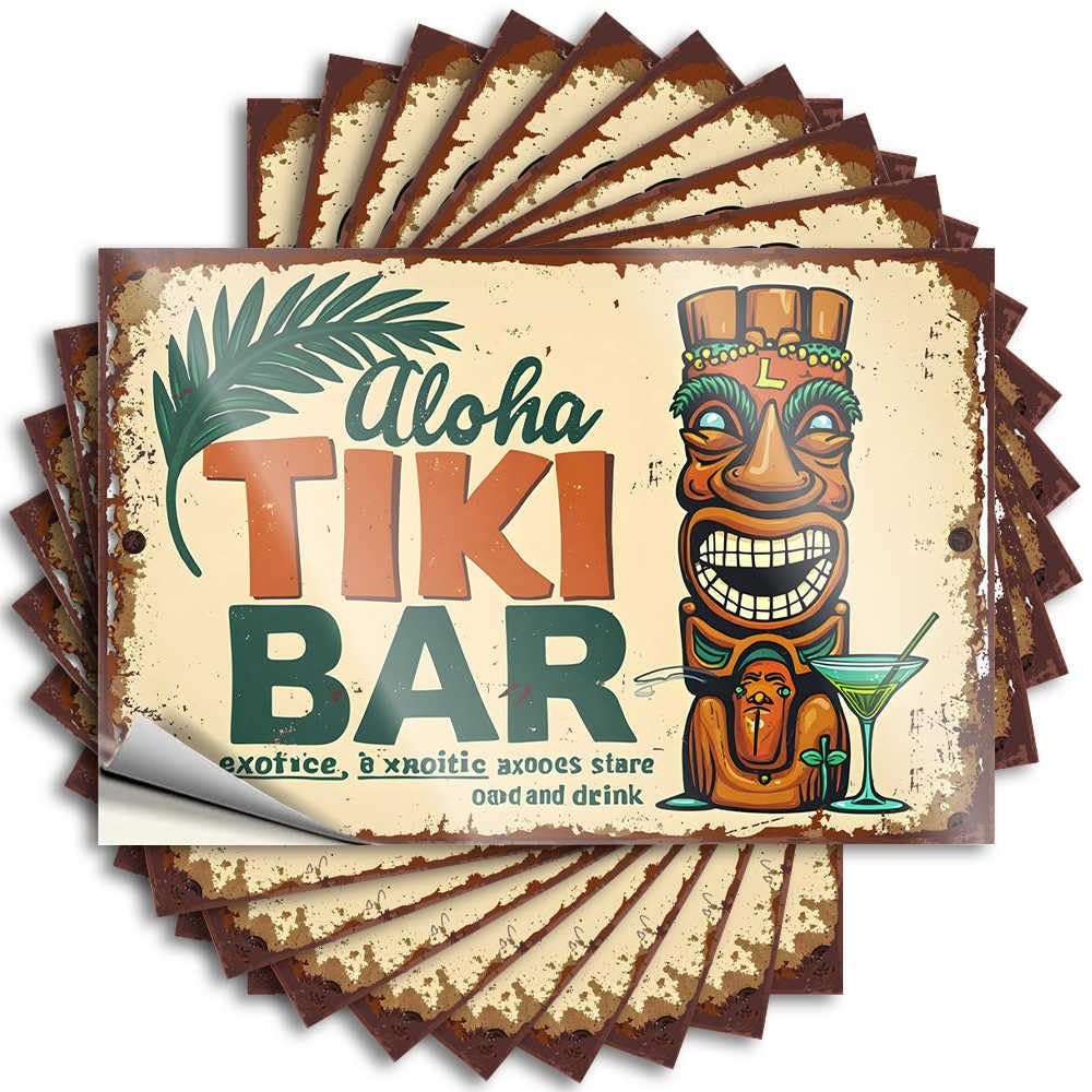 Fzfn Colour Music Decor Funny Sticker - Heavy Adults Bottle Welcome To Our Tropical Paradise: Aloha Tiki Bar!(12X18cm)