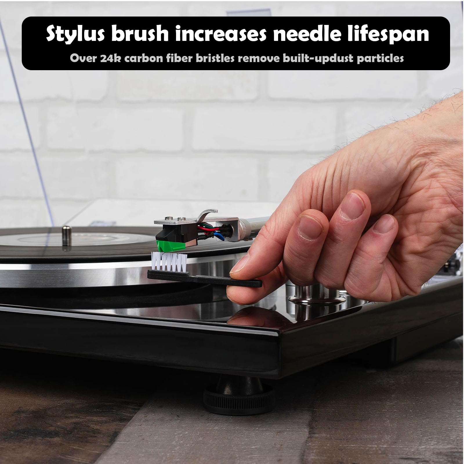 Kit de limpieza de discos de vinilo – Kit completo de limpieza de discos de vinilo 4 en 1, limpiador de discos de vinilo de 100 ml, cepillo de registro de terciopelo suave, cepillo de mango