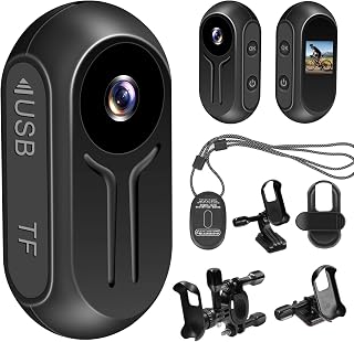 Action Cam, 120° Mini Action Video Camera, Magnética Mini Cámara Cuerpo | Portátil Pequeña Cámara Deportiva HD 1080P Cámara de Acción con Pantalla para Bicicleta y Motocicleta Cascos - Negro