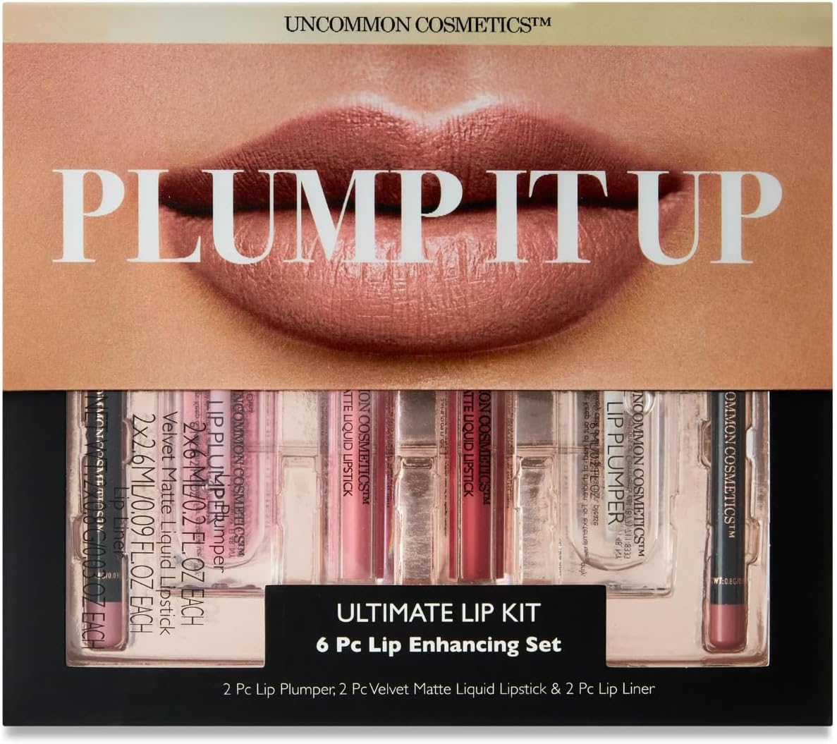 Plump It Up Ultimate Lip Kit - 6 Pieces with 2 Lip Plumpers & 2 Lip Vefes, Includes 2 Lipgloss Pieces