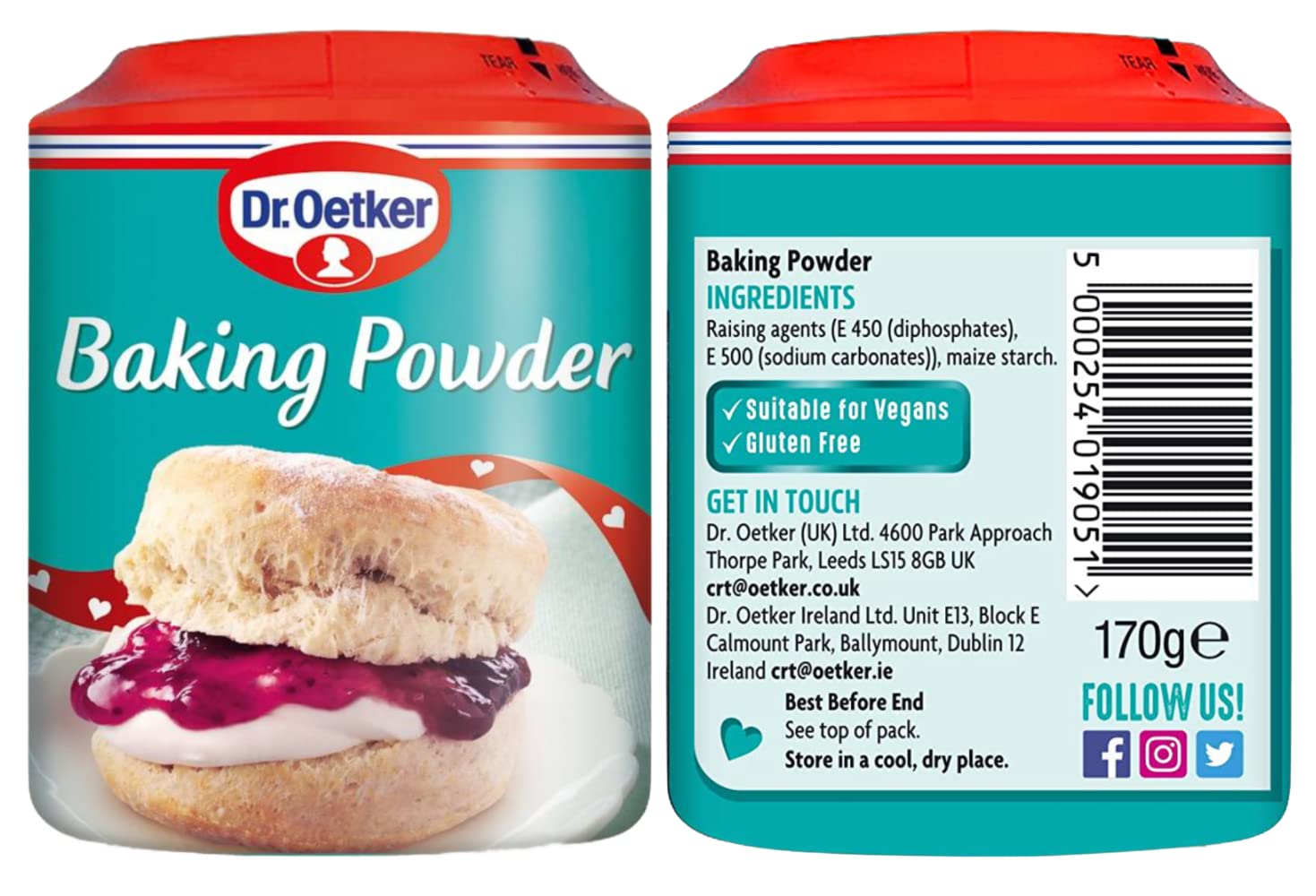 The Bramble Bay Dr. Oetker Lievito in polvere senza glutine | Adatto per tutti i tipi di cottura | Per torte, focaccine e pasticcini | Confezione da 3 x 170 g