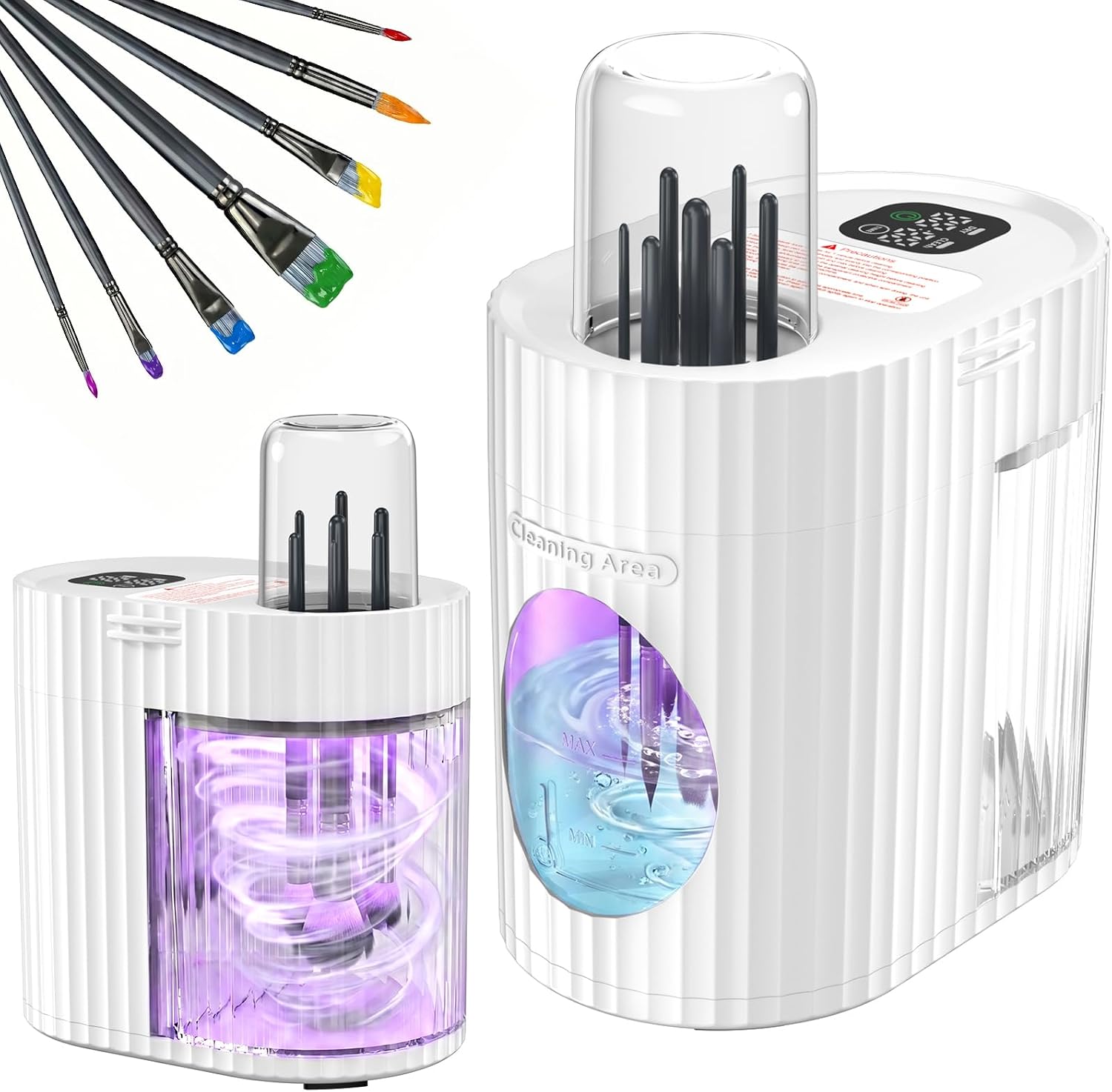 CloudValley Automatic Electric Paint Brush Cleaner, No Brush Removal, Ultra Quiet Brush Cleaning Tool, Deep Cleaning & Fast Dehydration, Reusable Clear Cleaning Cup for Oil Watercolor Acrylic Brushes