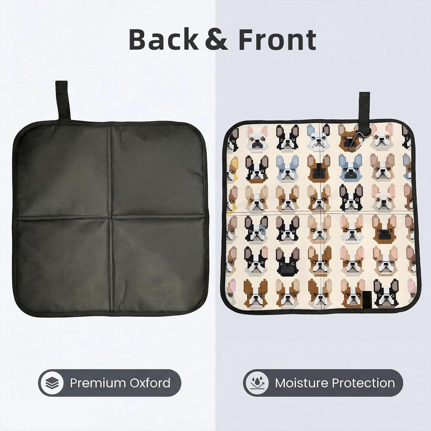 (I Love French Bulldog) Sitting Pad Foldable Seat Cushion Lightweight Camping Seat Mat with Hook for Outdoor Hiking Picnic Camping