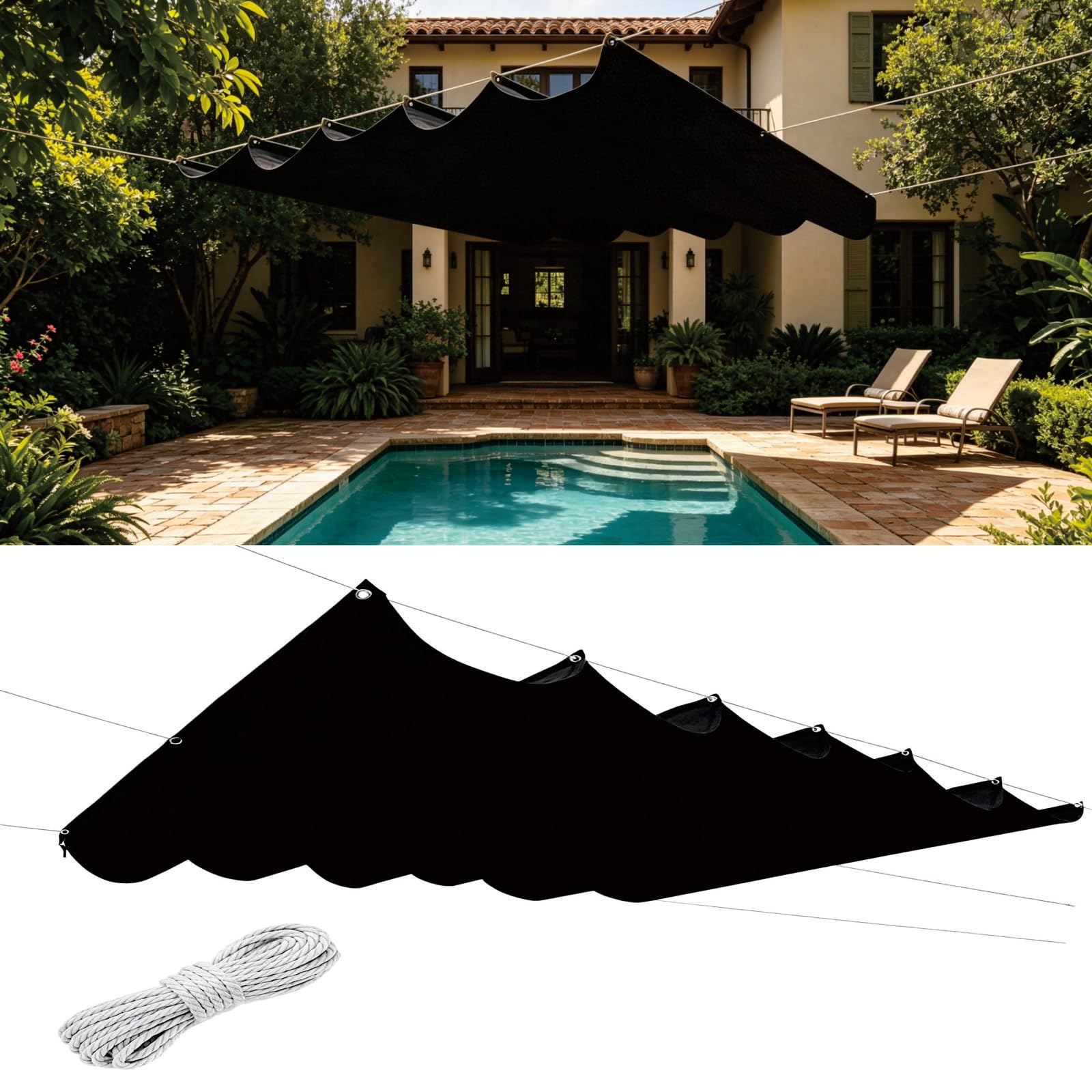 Voile ombrage rétractable contre la chaleur de terrasse
