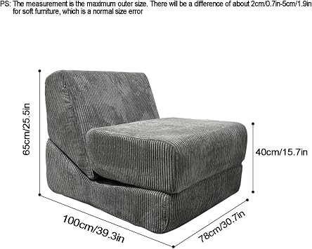 Compression Sofa,Compressed Sofa in Box,Folding Sofa Bed,Folding Sofa, Portable Fold Out Chair Bed ,Comfy Floor Sofa Lounge,Chenille/Corduroy Fabric - for Living Room Bedroom(Gray)