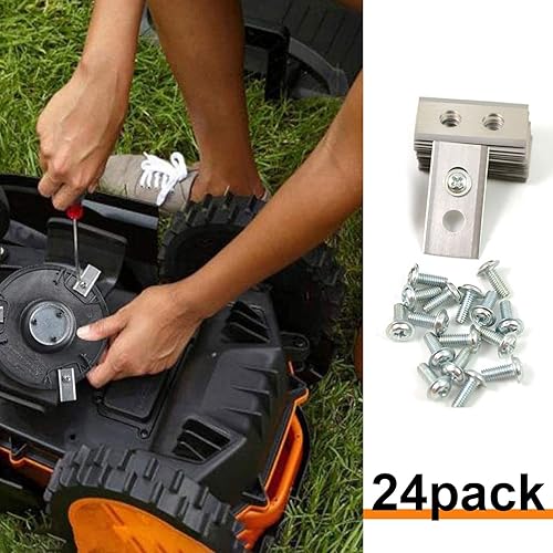 Miniatura 7 de WA0190 - Cuchilla de corte robótica de repuesto para cortacésped (kit de 24 cuchillas con tornillos) para cortacésped robótico Worx Landroid WG794
