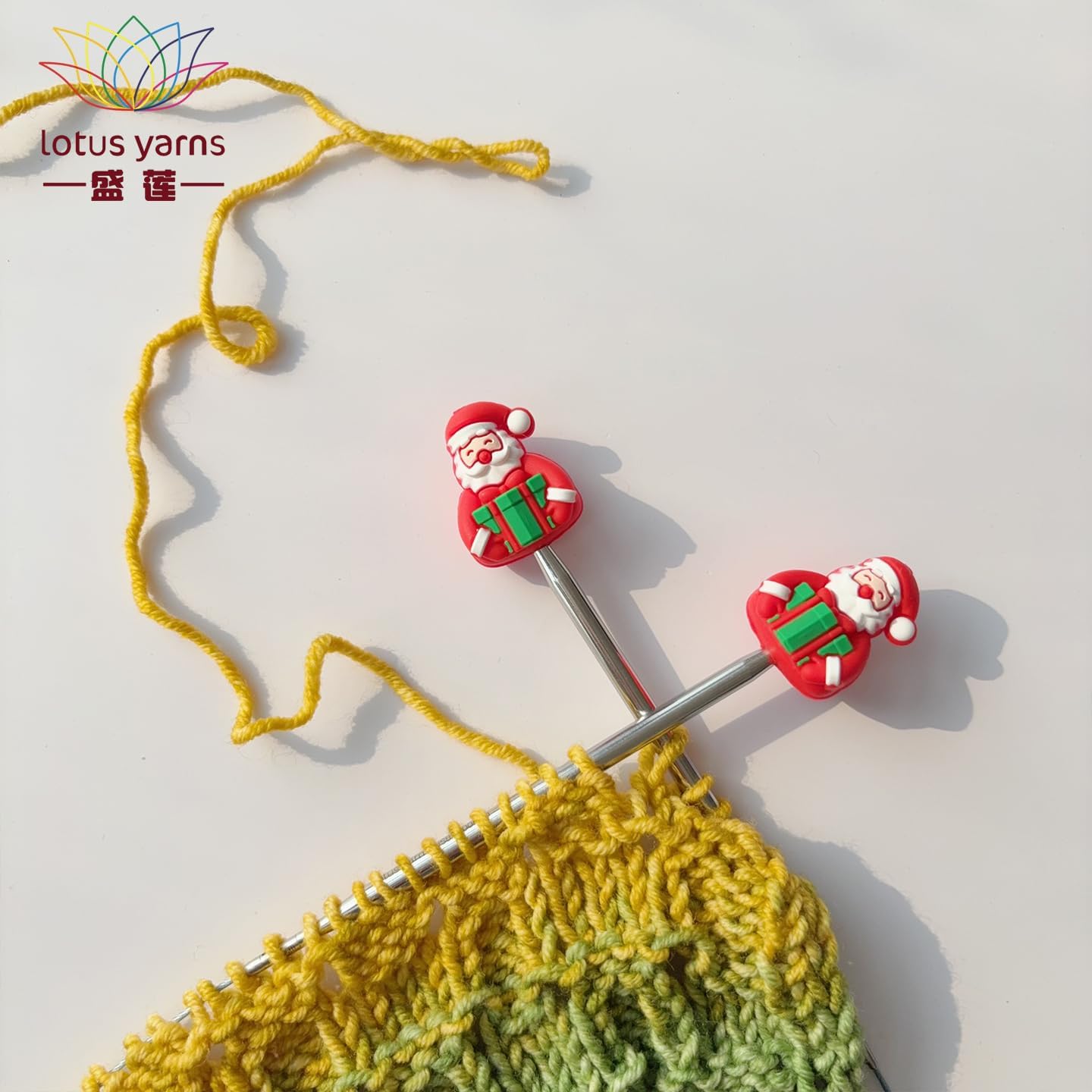 12 Pcs Christmas Needles Point Protectors, Knitting Needle Stoppers Accessories for All Needle Sizes by Lotus Yarns