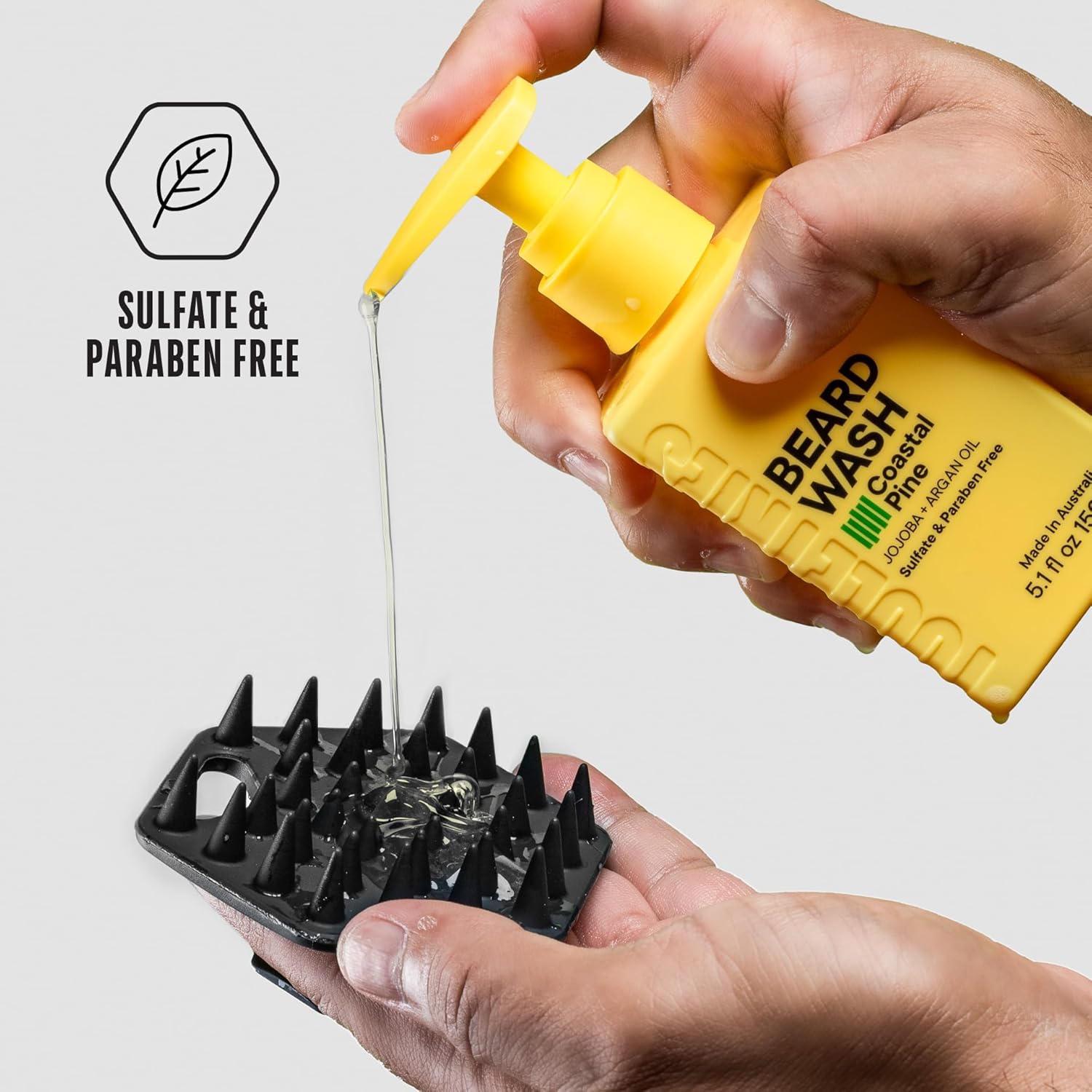 TOOLETRIES Beard Scrub Kit - Silicone Beard Scrubber & Storage Hook, Hydrating Men's Beard Wash - Bathroom & Shower Toiletries for Men, Travel Essentials