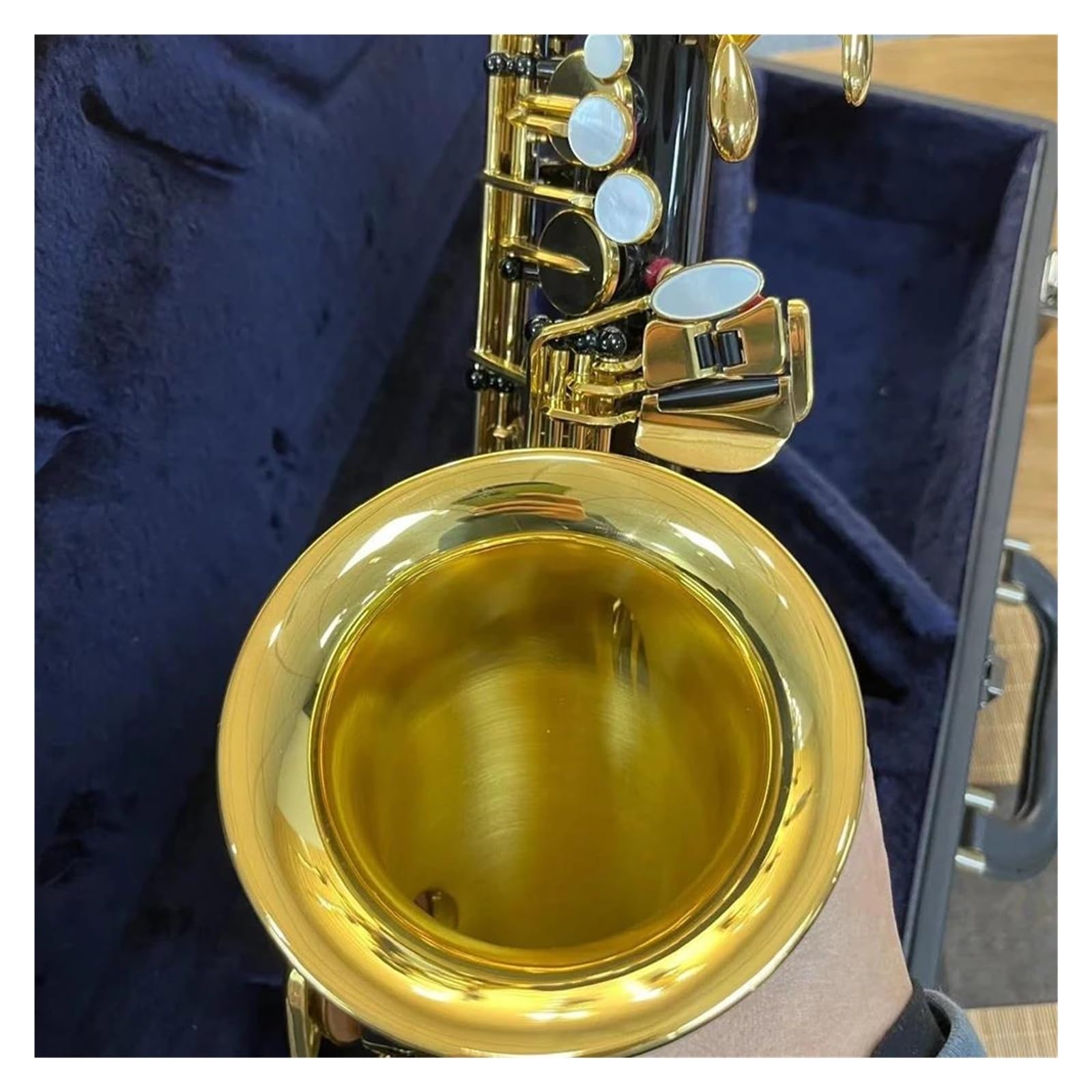 Saxofón Saxofón Alto Mi Bemol Negro Níquel Oro Alto Uno A Uno Instrumento De Jazz Tallado Con Estuche (Color : Leather case)