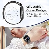 Vista 5 de Nylon Loop Compatible with Fitbit Sense 2/Fitbit Sense/Fitbit Versa 4/Fitbit Versa 3 Bands, Women Men Soft Nylon Adjustable Breathable Strap Solo