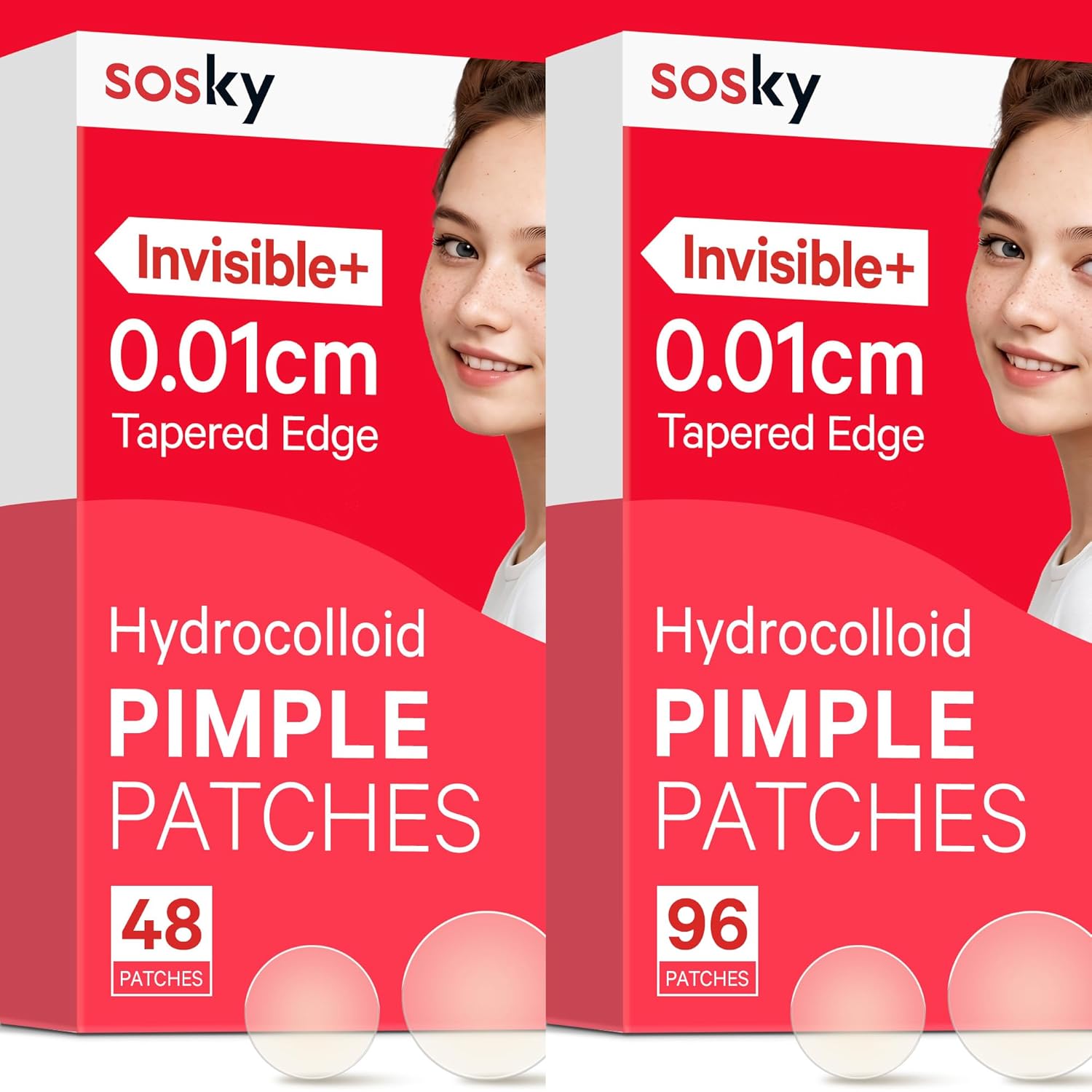 Sosky Pimple Patches for Face FSA HSA Eligible Invisible Hydrocolloid Acne Patches Pimple Patches for Covering Zits Blemishes